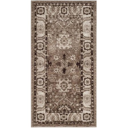 FLOWERS FIRST 2 ft. 7 in. x 5 ft. Vintage Hamadan Power Loomed Area Rug, Taupe - Small Rectangle FL1862583